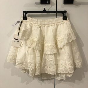 Cream embroidered skirt